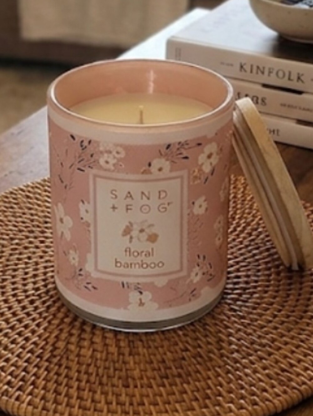 Sand & Fog Floral Bamboo Candle ~ Natural Wax Blend ~ 10 oz ~ Single Wick